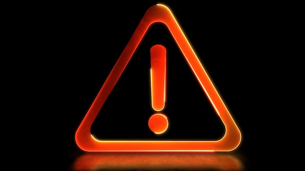 glowing neon frame effect looping caution warning sign symbol black background
