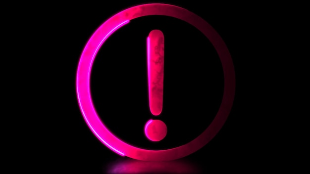 Glowing neon frame effect looping caution warning sign symbol Black background