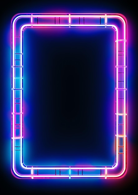 Photo glowing neon gridlines frame 80s retro nostalgic