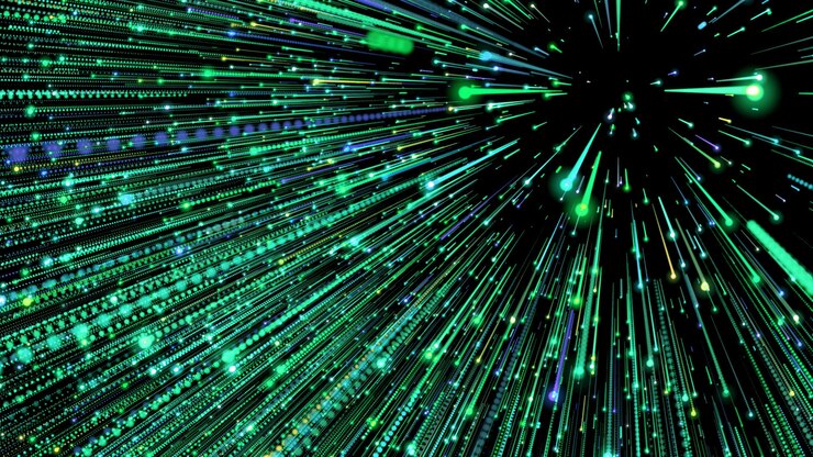 Photo glowing neon rays on a black background