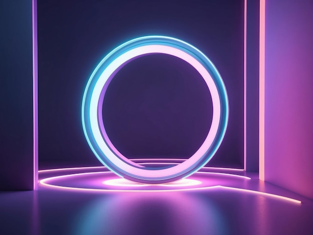 Glowing neon ring with dark background