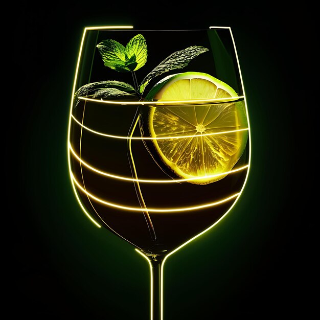 Photo glowing neon stripes sauvignon blanc in a minimalist angular y2k glow neon outline art design neo