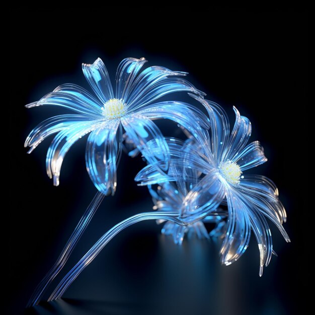 光る花びらの魔法の花 AI 生成アート