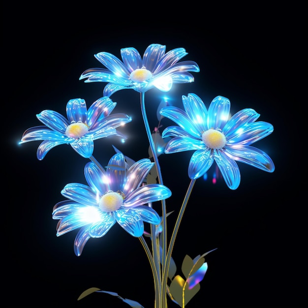 Glowing petals megical flowers AI Generated art