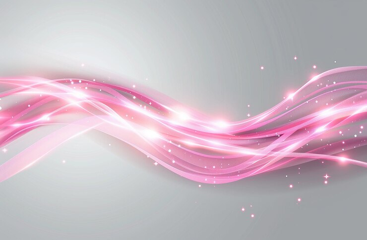 Glowing Pink Light Arcs Gently Curving Over a Light Grey Background with Subtle Shadows