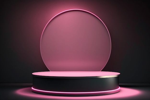 Glowing Pink A Modern Pedestal for Innovative Products Generative ai