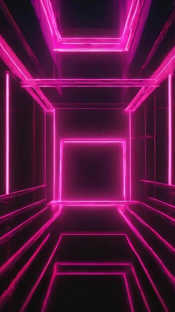 Glowing pink neon rays on a black background