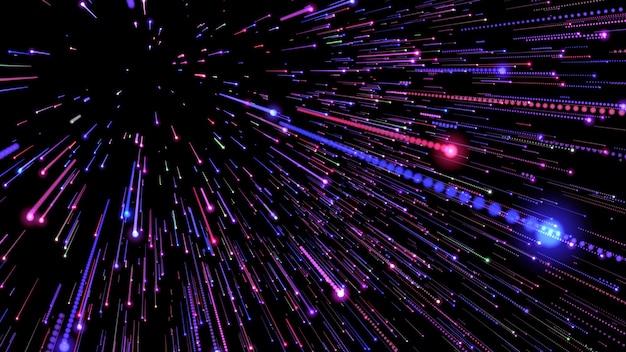 glowing pink and purple neon rays on a black background