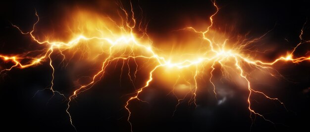 Photo glowing powerful electric lightning panoramic backdrop generative ai