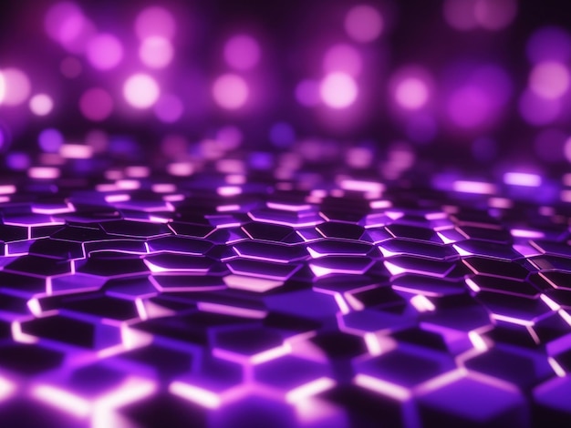 Glowing purple neon hexagonal patterned background