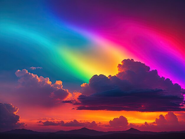 Glowing rainbow colorful neon lights light