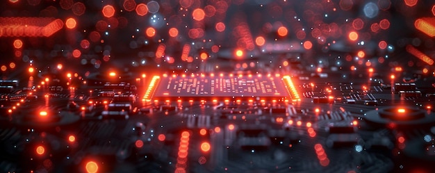 Glowing Red Circuit Board Design Wallpaper