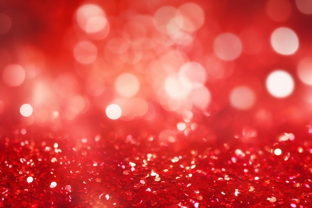 Glowing Red Glitter Festive Blur for Christmas Generative Ai