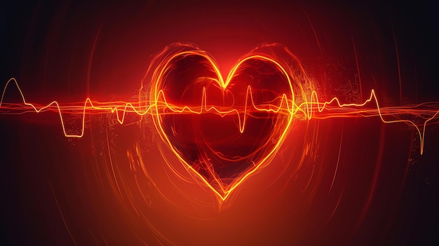 Photo glowing red heart with a pulse