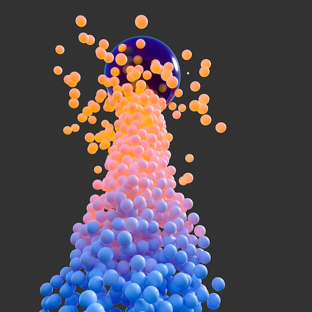 사진 어두운 배경 3d 렌더링으로 빛나는 상승 구체