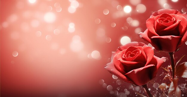 Glowing Roses Background with Copy Space