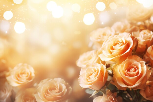 Glowing Roses Background with Copy Space