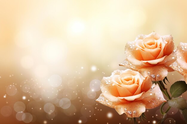 Glowing roses background with copy space