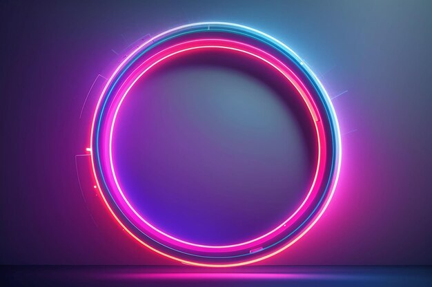 Glowing round frame neon light vector illustration