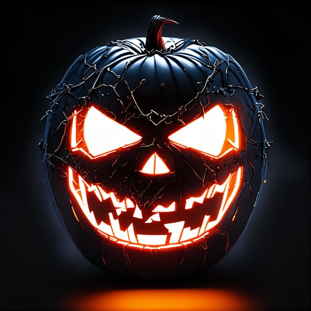 glowing scary pumpkin head halloween background