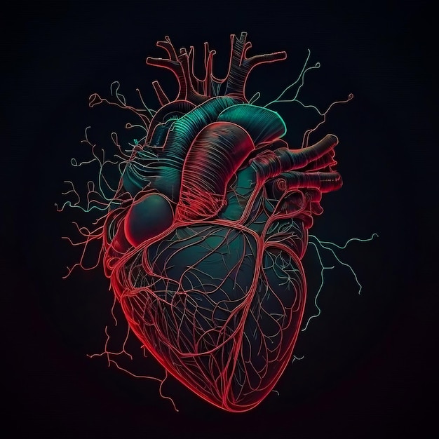 Светящееся сияющее человеческое сердце реалистичного сердца красного цвета