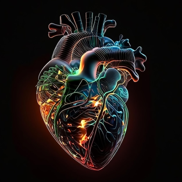 Premium AI Image | Glowing shining human heart with neurons and lights ...