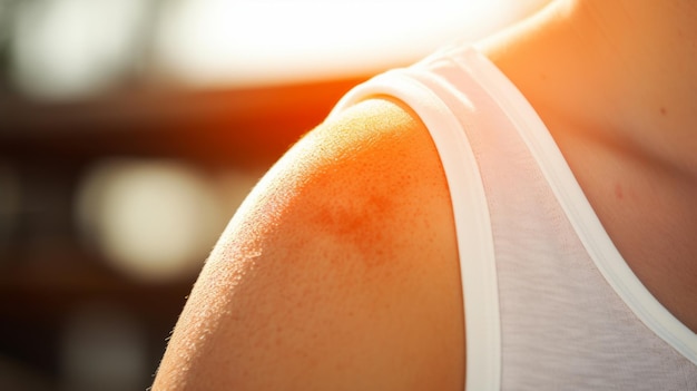 Glowing Shoulders A Closeup of Sun Lotion on Tanned Skin