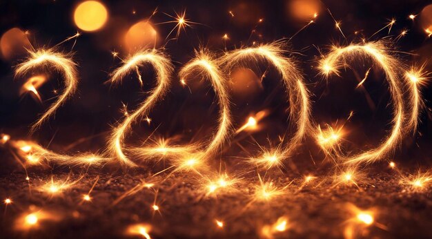 Photo glowing sparkler on blurred background happy new year background with glowing sparklers