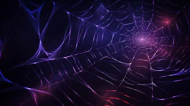 Photo glowing spider web on dark abstract backdrop