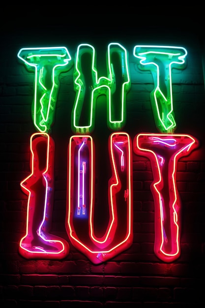 Photo glowing style bright neon 'get tuft' lettering inspires little miss muffet fashion with a splash of