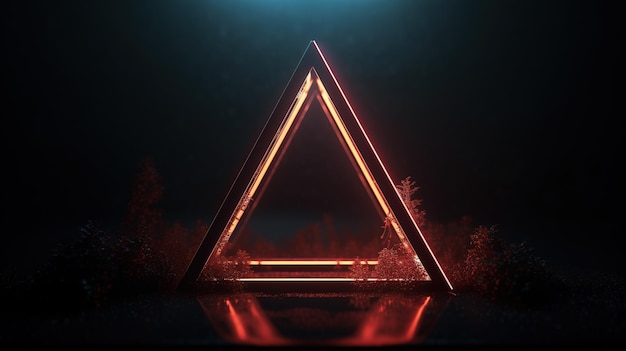 A glowing triangle with the word triangle on it