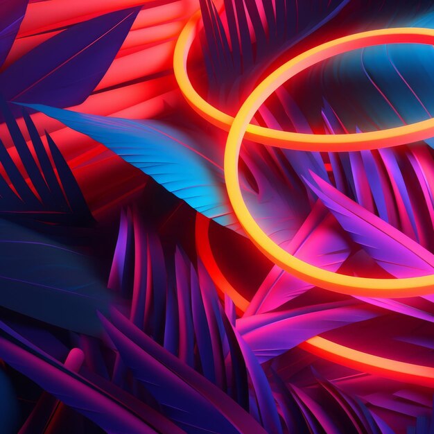 Glowing Tropical Themed 3D Abstract Background