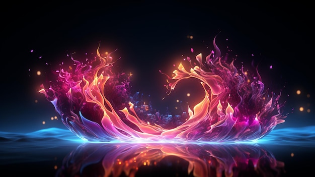 Glowing wave pattern in neon symbolizes human heart vitality Glowing heart wave