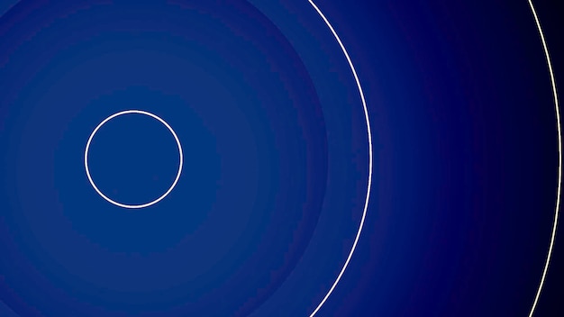 Glowing white circle frames moving backwards in the endless tunnel on blue background design round