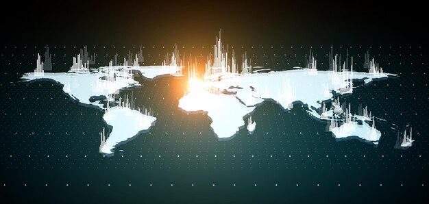 Glowing white financial map