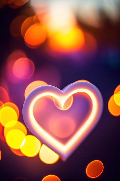 Glowing white hearts with bokeh effect