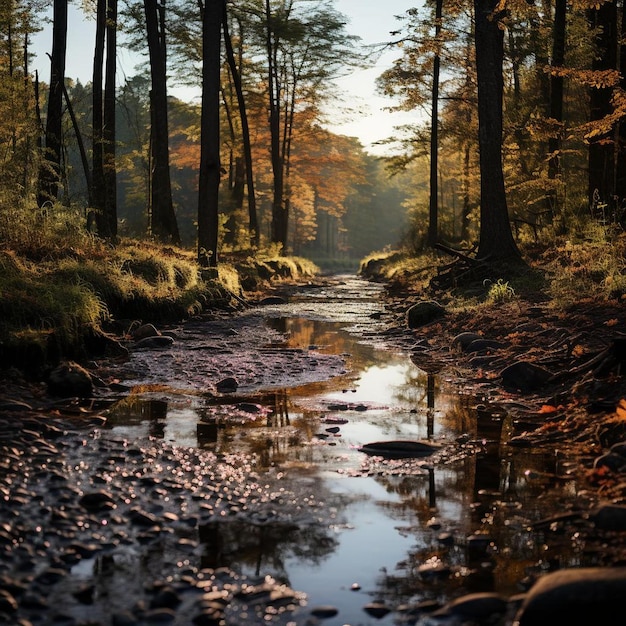 Glowing Woodland Serenade Autumn Landscape Photo