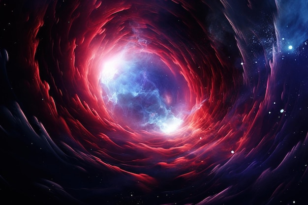 Glowing wormhole opening in deep space