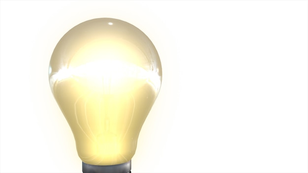 Photo glowing yellow light bulb as inspiration concept 3d illustration