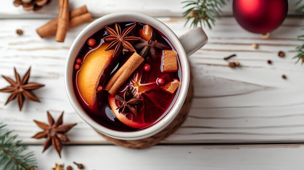 Glühwein op een witte tafel