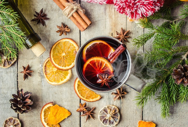 Glühwein. Selectieve aandacht. Kerst drankjes. Voedsel.