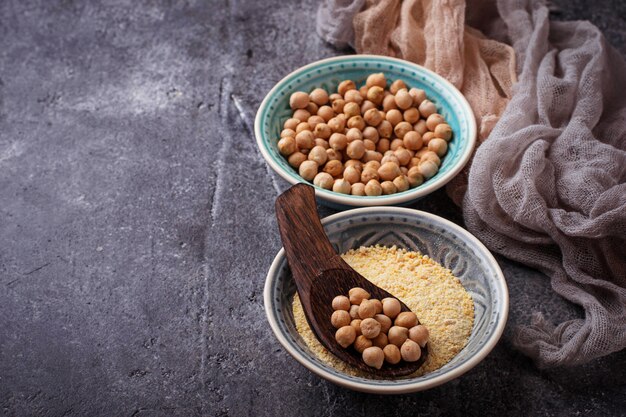 Gluten free chick peas flour. Selective focus