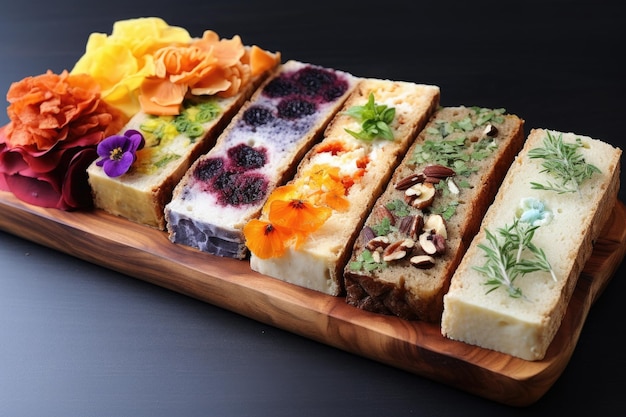 Glutenfree bread slices with various toppings