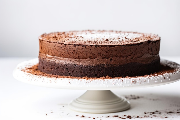 Glutenfree chocolate cake with a white background