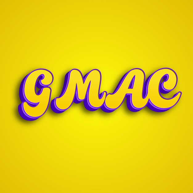 Photo gmac typography 3d design yellow pink white background photo jpg