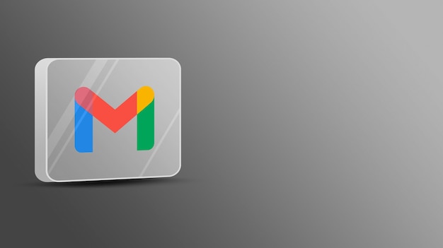 Gmail-logo op een glazen platform 3d