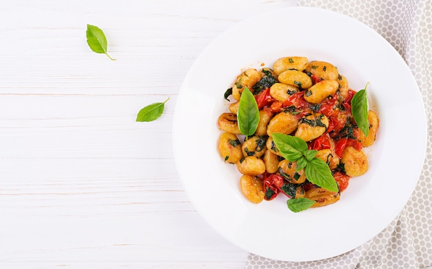 Gnocchi pasta in rustic style