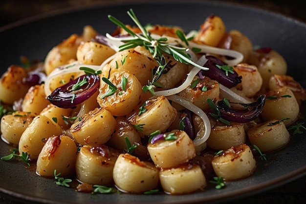 Gnocchi with caramelized onions and thyme