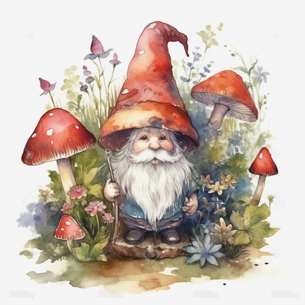 Gnome in the garden - illustration