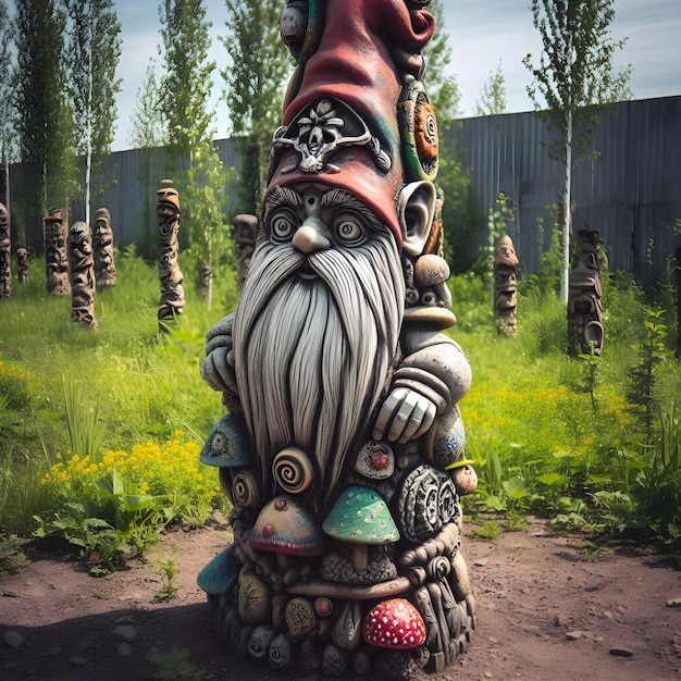 Gnome geïnspireerde tuin totempaal